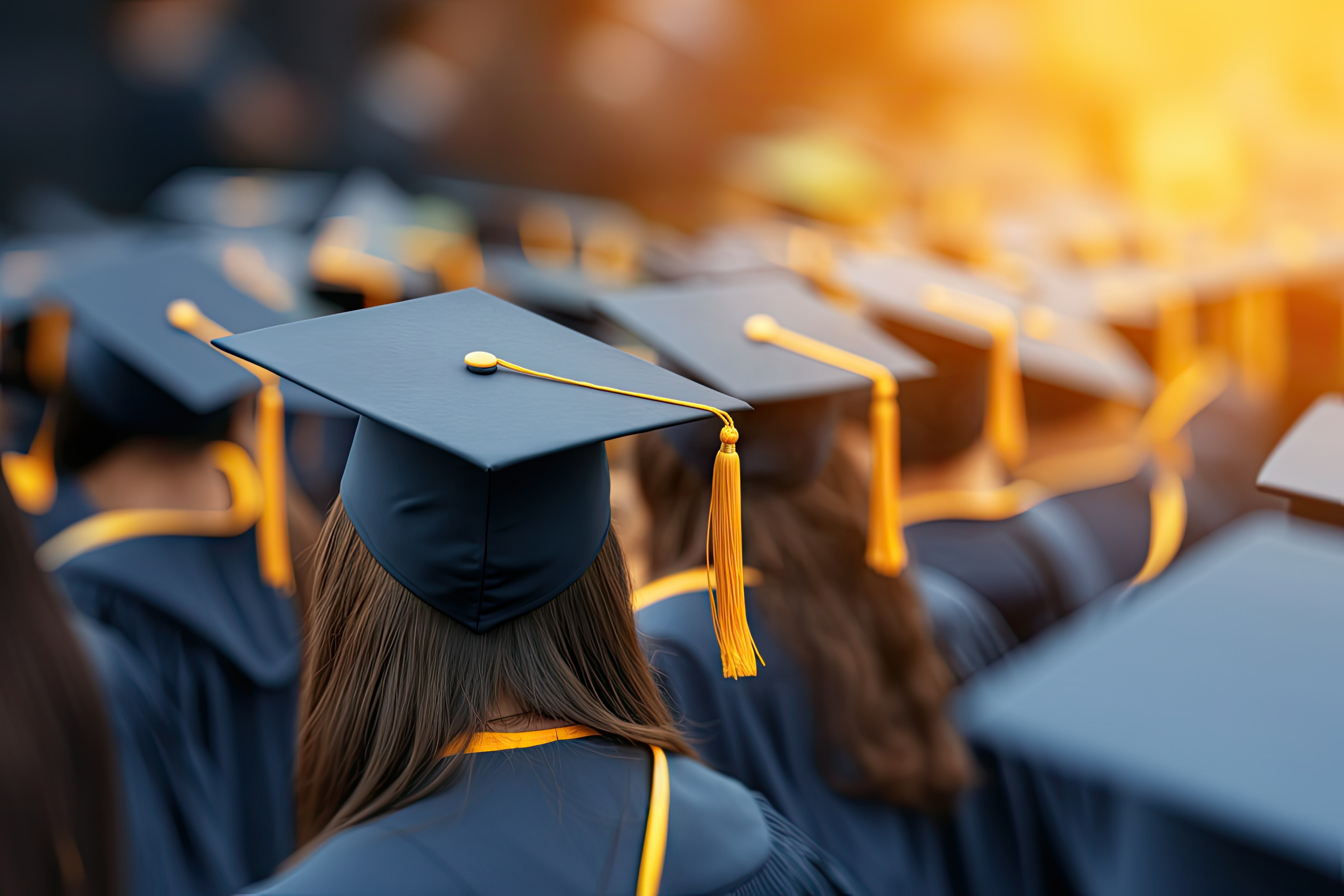 Students Wearing Graduation Hats