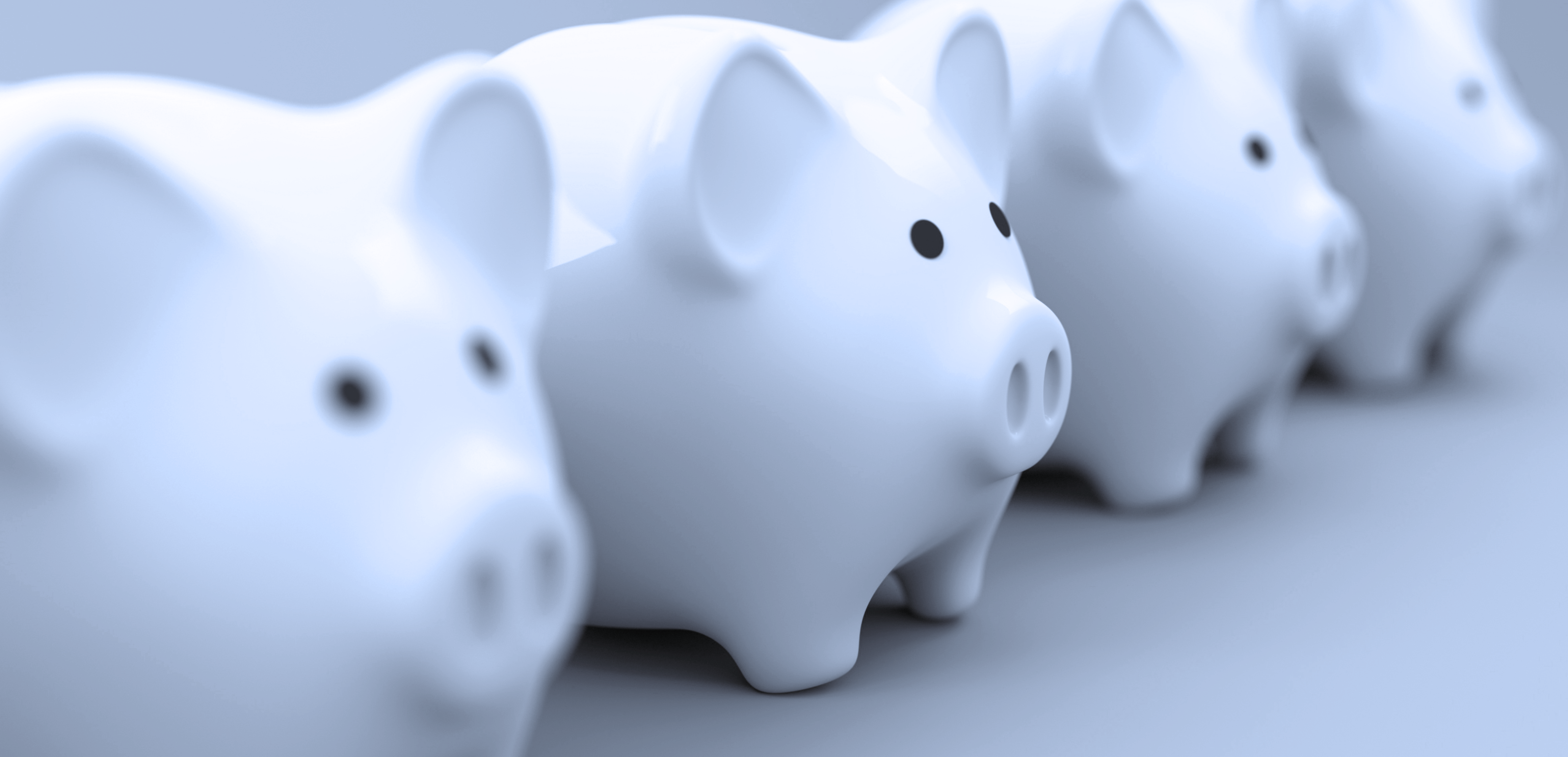 Blue Piggy Banks in a Row