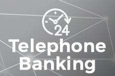 24 hour telephone Banking on Gray Background